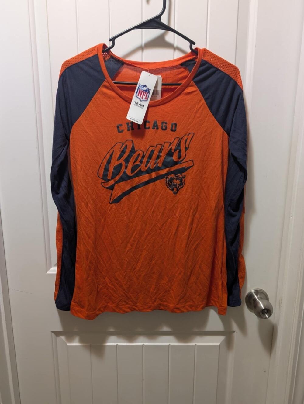 Chicago Bears NFL Team Apparel Long Sleeve Shirt Blue Orange Women's Size S New!